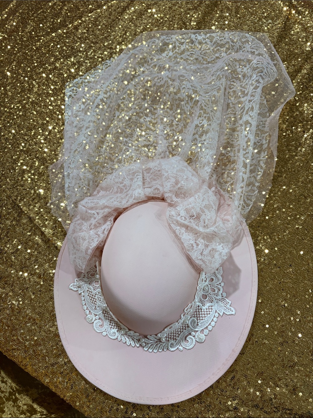 Elegant Pink Lace-Trim Women's Dress Hat